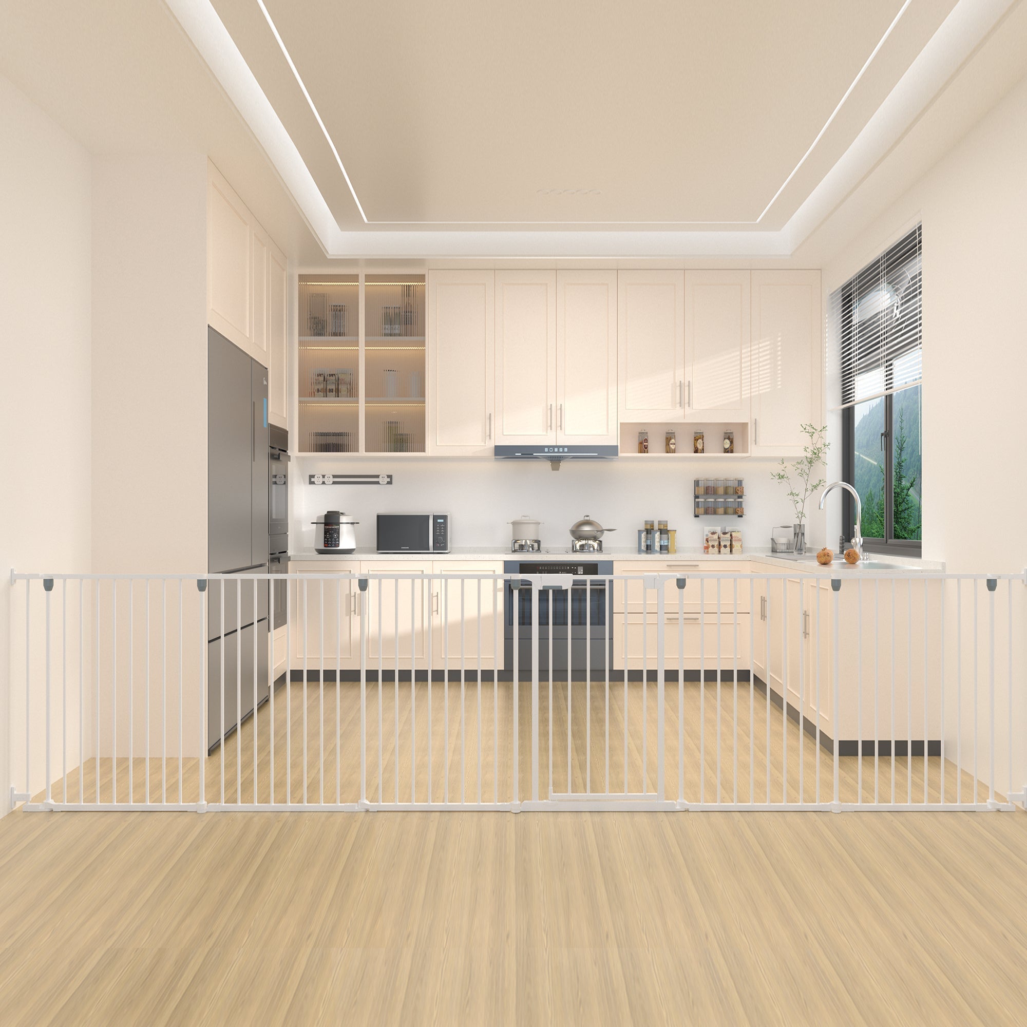 FairyBaby 3/6/8-Panel Wall-Mount Baby Gate,White/Charcoal Gray