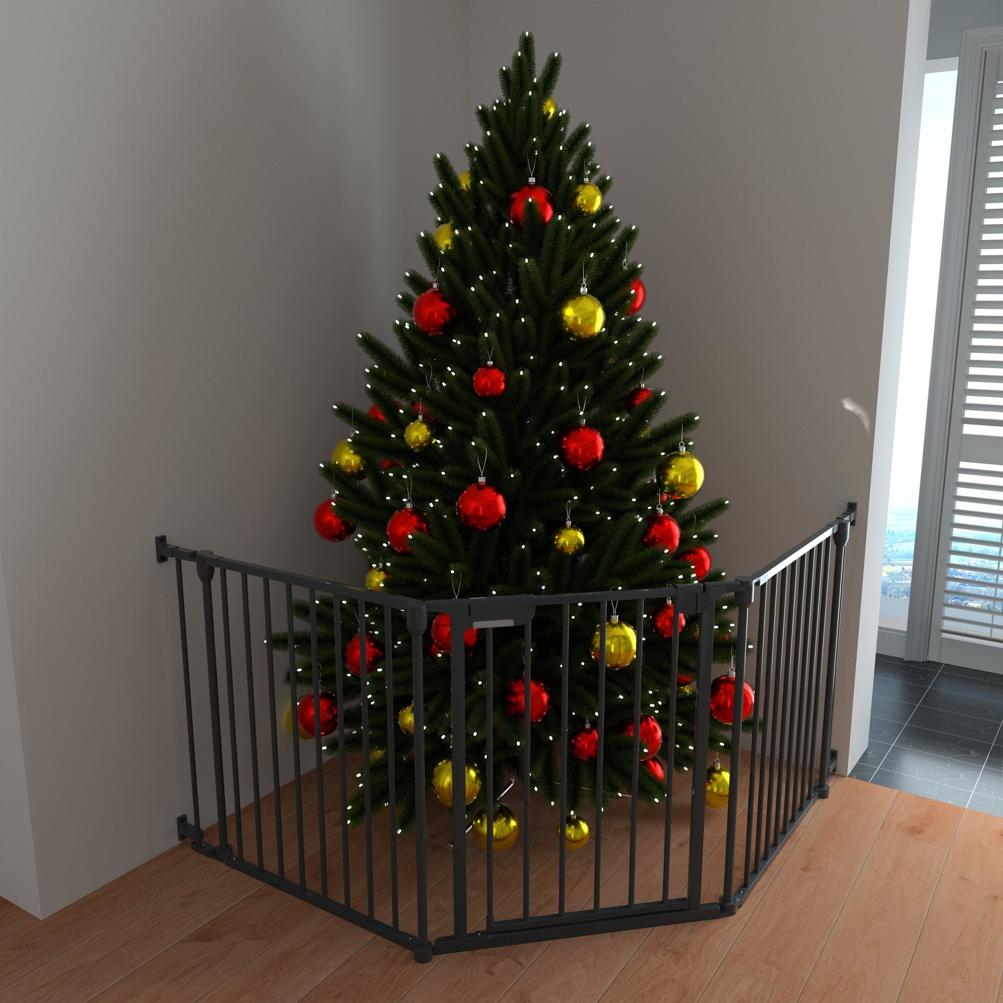 FairyBaby 3/6/8-Panel Wall-Mount Baby Gate,White/Charcoal Gray