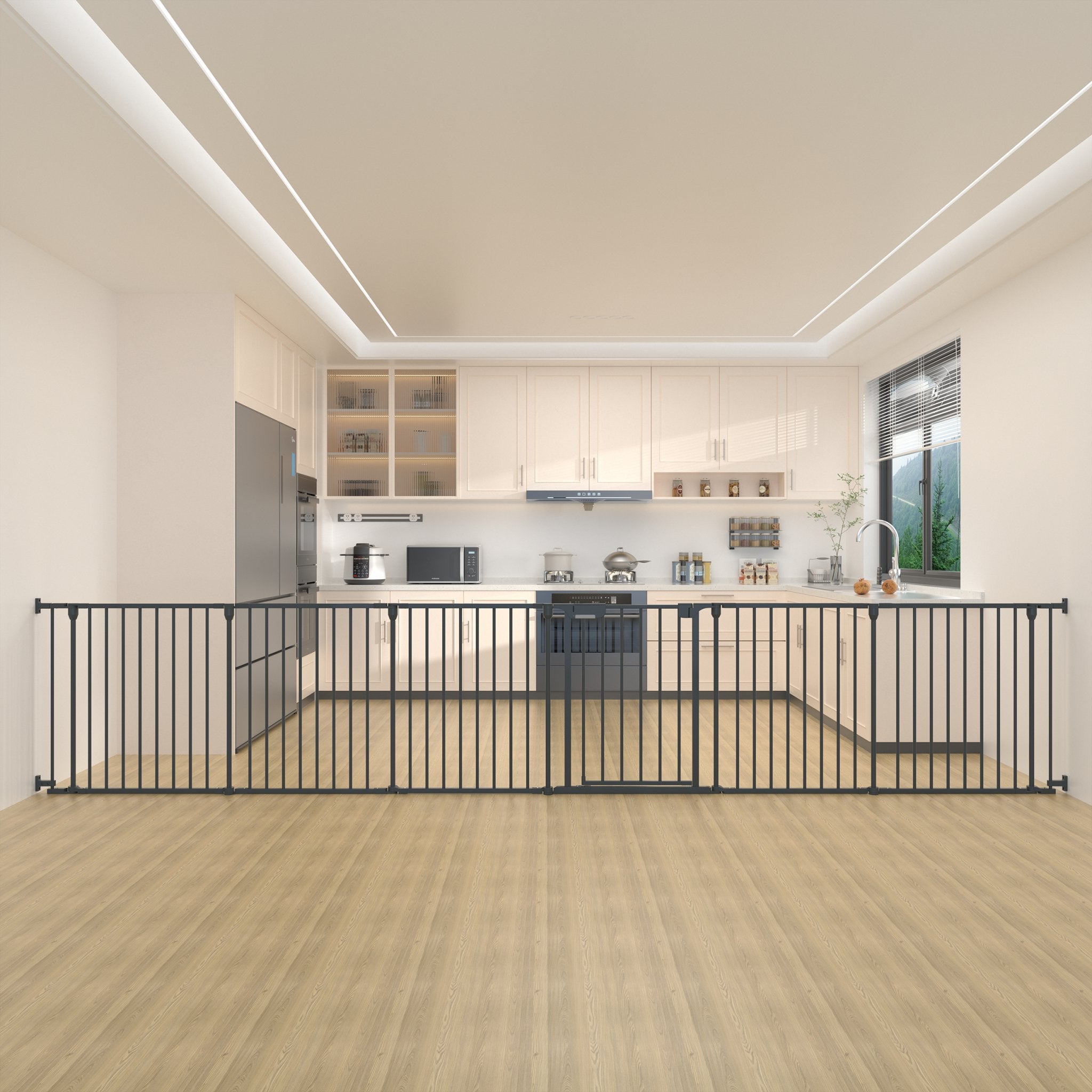 FairyBaby 3/6/8-Panel Wall-Mount Baby Gate,White/Charcoal Gray