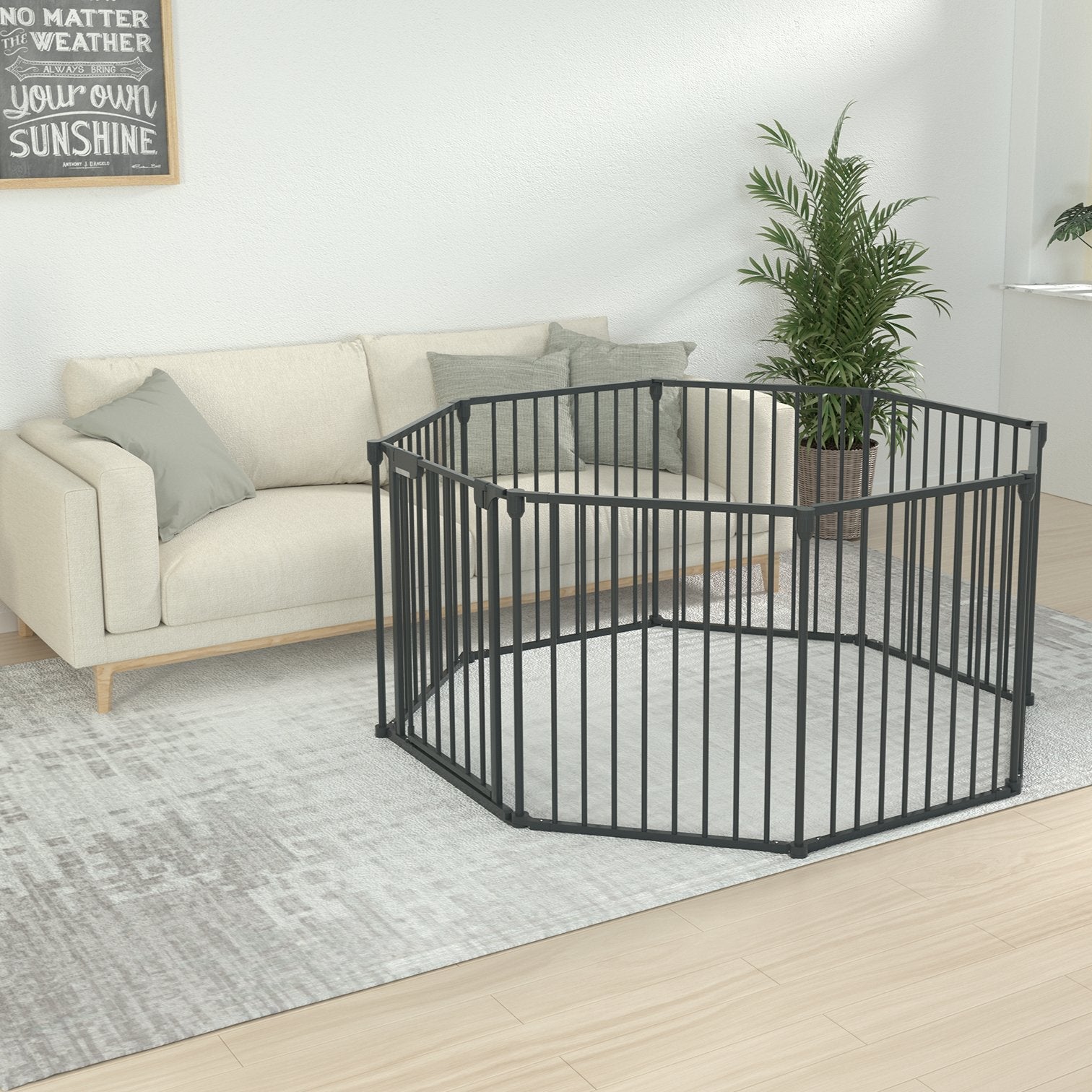 FairyBaby 3/6/8-Panel Wall-Mount Baby Gate,White/Charcoal Gray