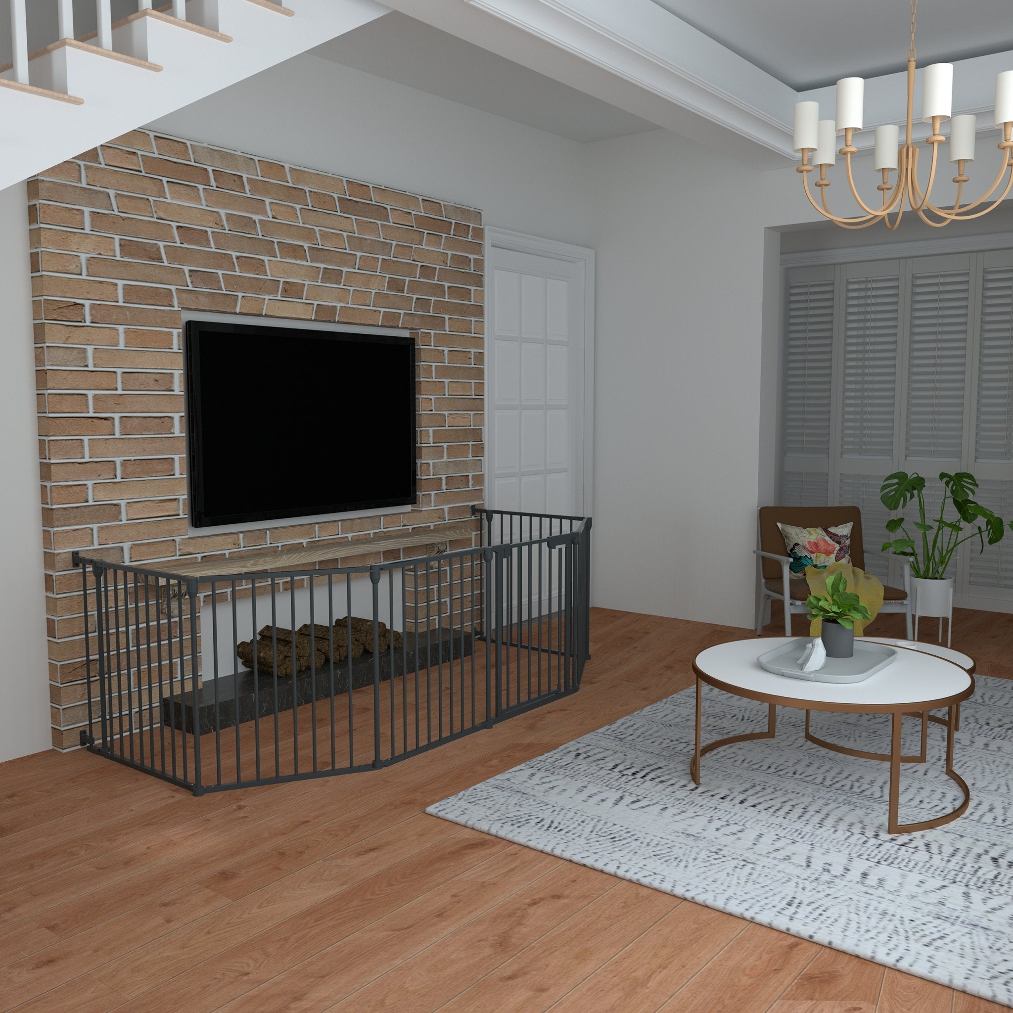 FairyBaby 3/6/8-Panel Wall-Mount Baby Gate,White/Charcoal Gray