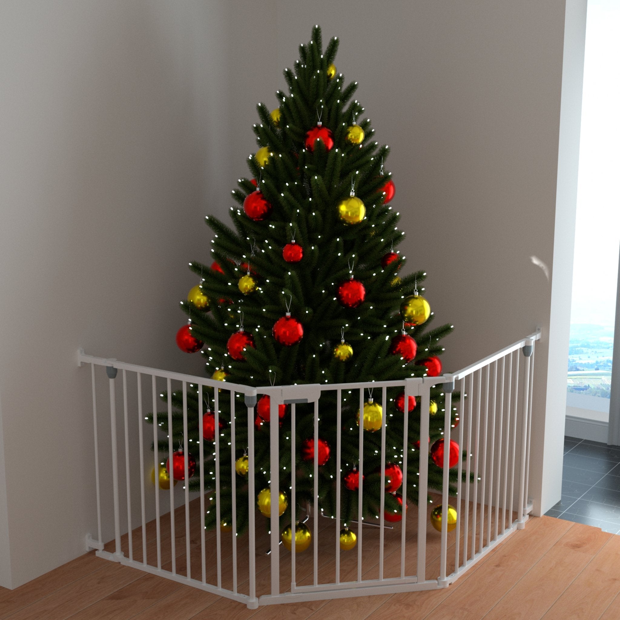 FairyBaby 3/6/8-Panel Wall-Mount Baby Gate,White/Charcoal Gray