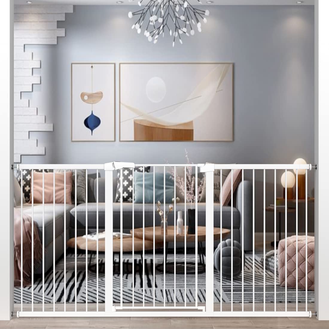 FairyBaby 38.5" Extra Tall Baby Gate for Stairs with Secure Locking Mechanism