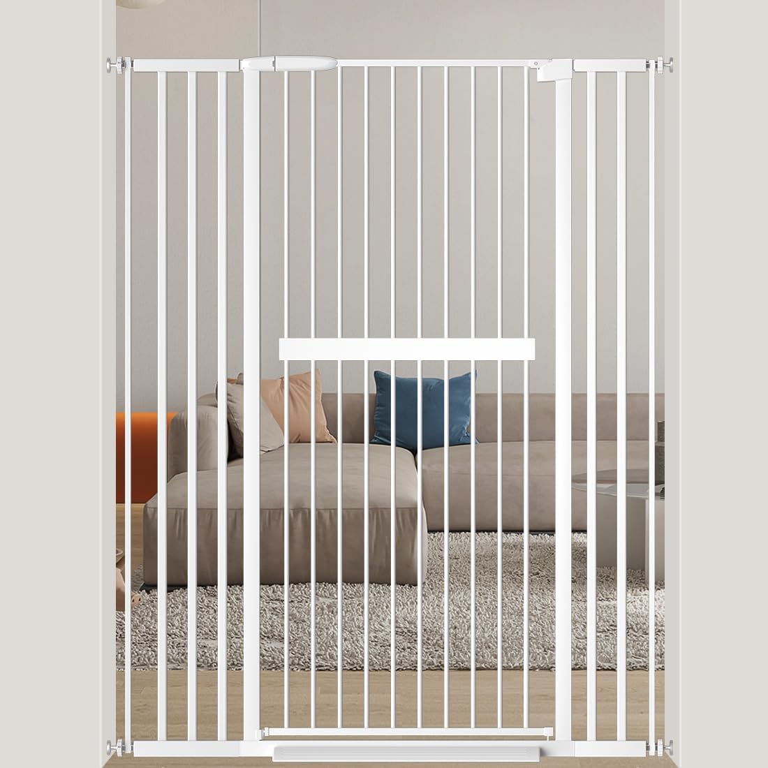 FairyBaby 61" Extra Tall Cat Gate with Extra Wide Walk-Through Door