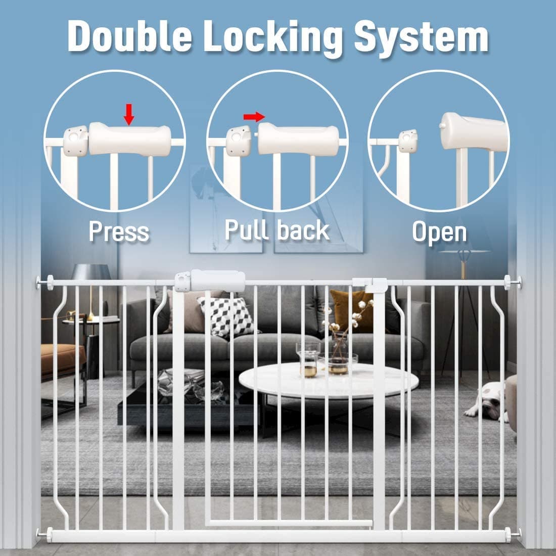 FairyBaby Extra Wide Baby Gate, Easy Install Extra Security, Sizes from 24" to 109" Available