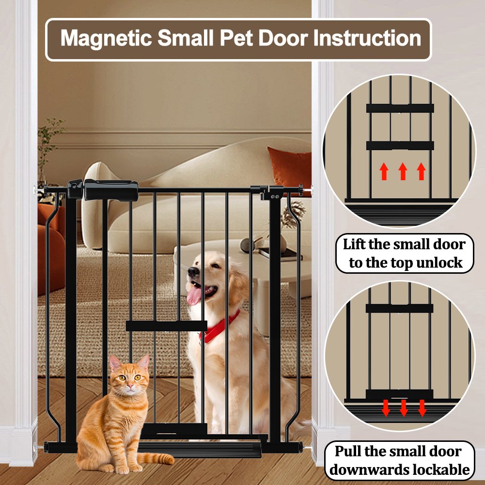 FairyBaby Extra Wide Baby Gate, Easy Install Extra Security With Cat Door - FairyBaby