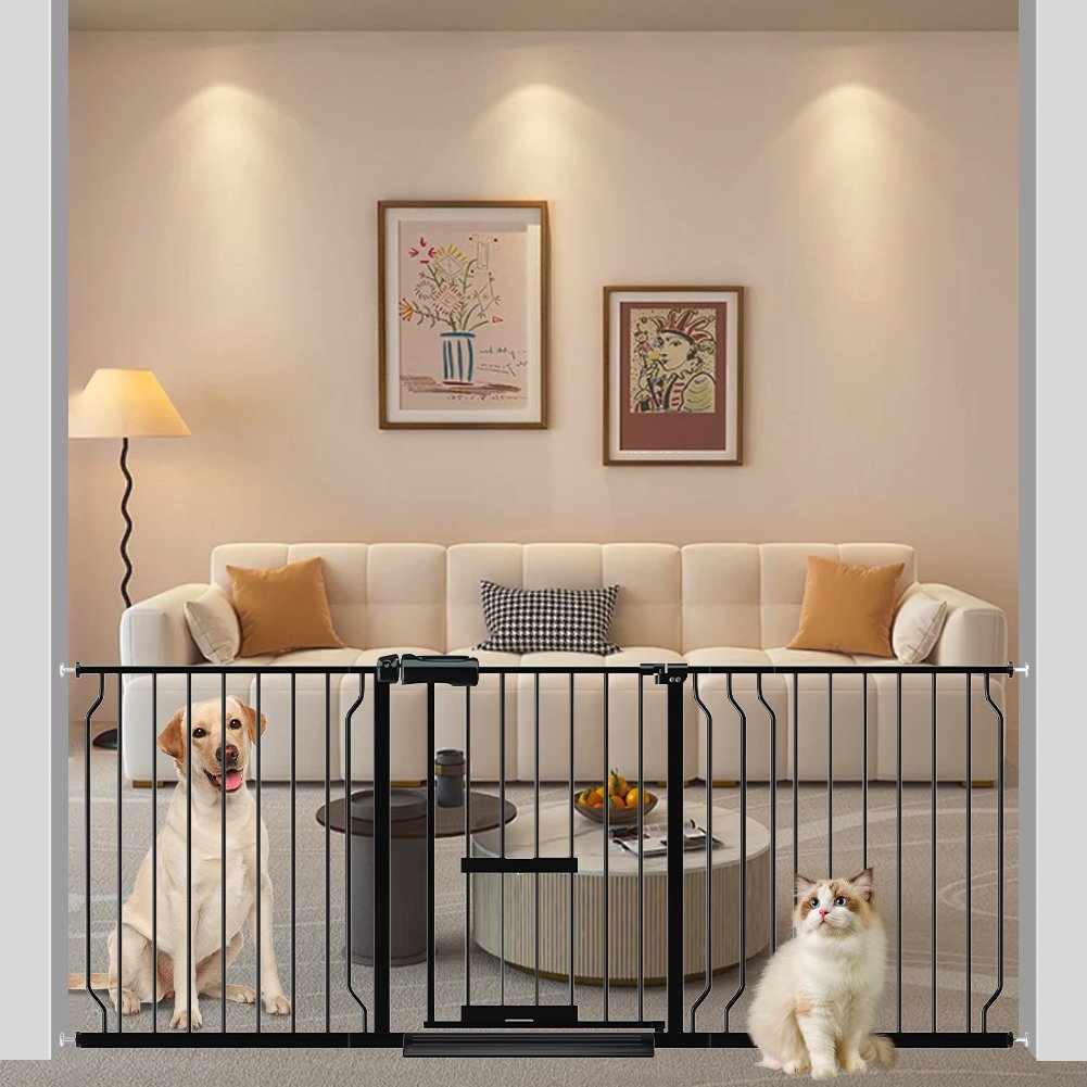 FairyBaby Extra Wide Baby Gate, Easy Install Extra Security With Cat Door - FairyBaby