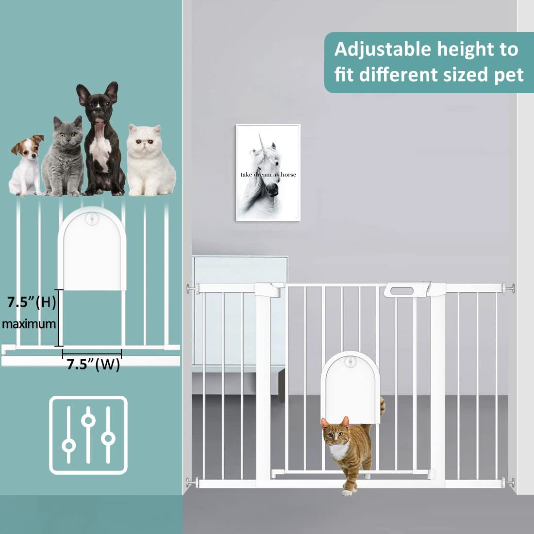 FairyBaby Premium Quality Baby Gate with Cat Door