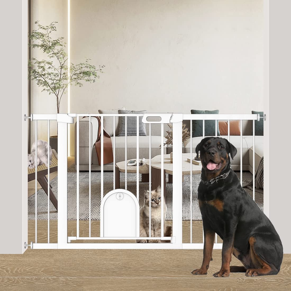 FairyBaby Premium Quality Baby Gate with Cat Door