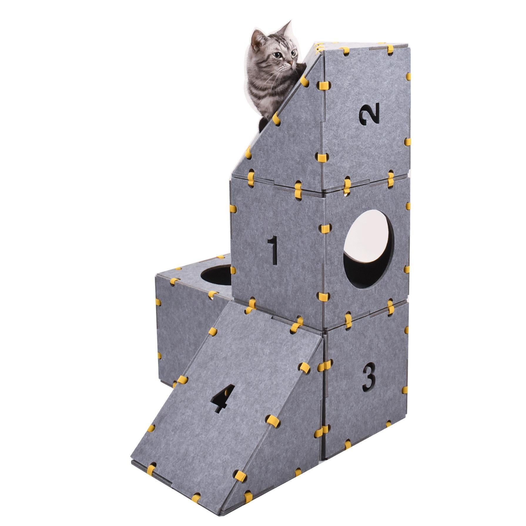 Cat Castle cubes Customizable & Modular Cat House/Tree/Condo -Number Stacking Fun