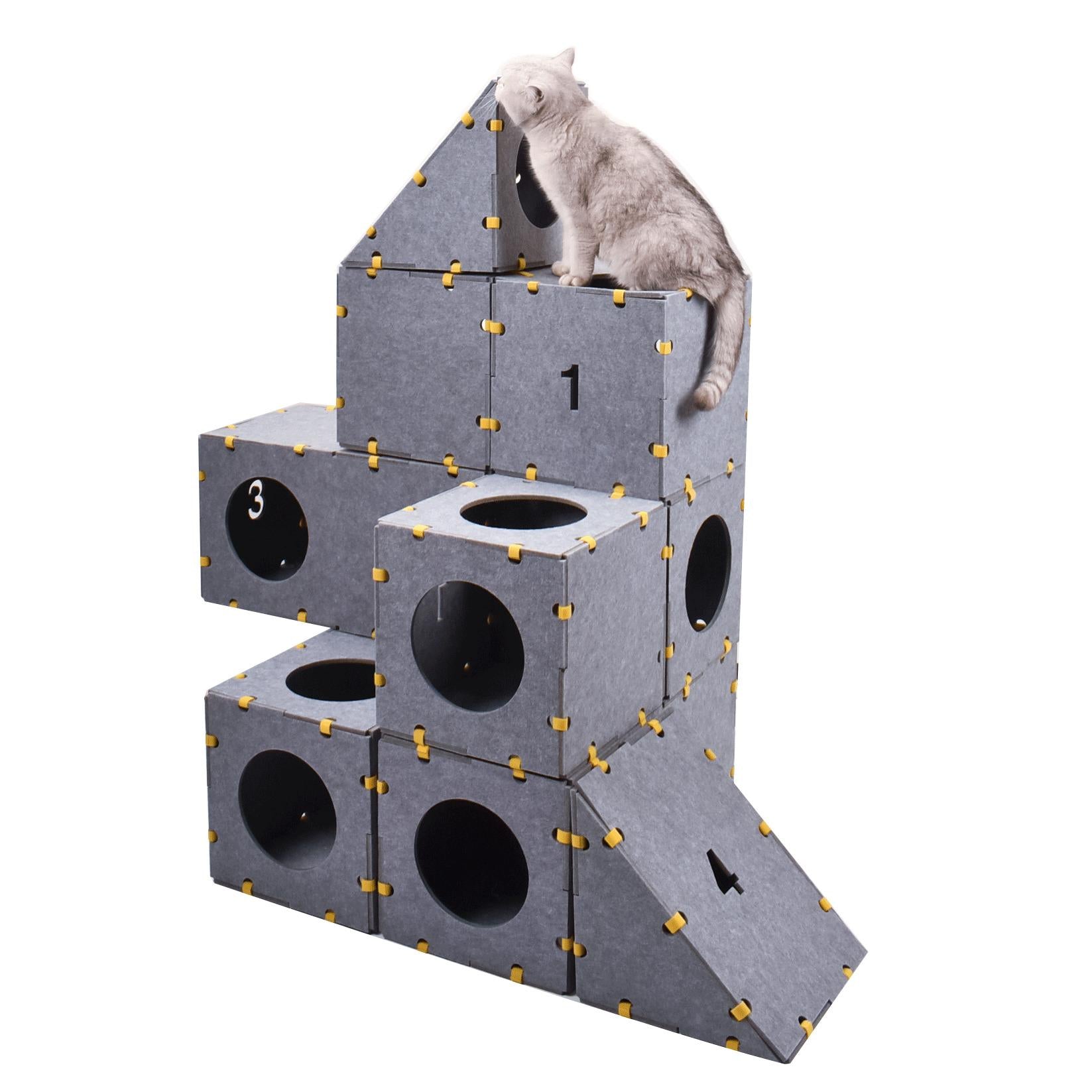 Cat Castle cubes Customizable & Modular Cat House/Tree/Condo -Number Stacking Fun